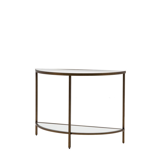 Small Glass Bronze Console Table with Shelf - Hudson