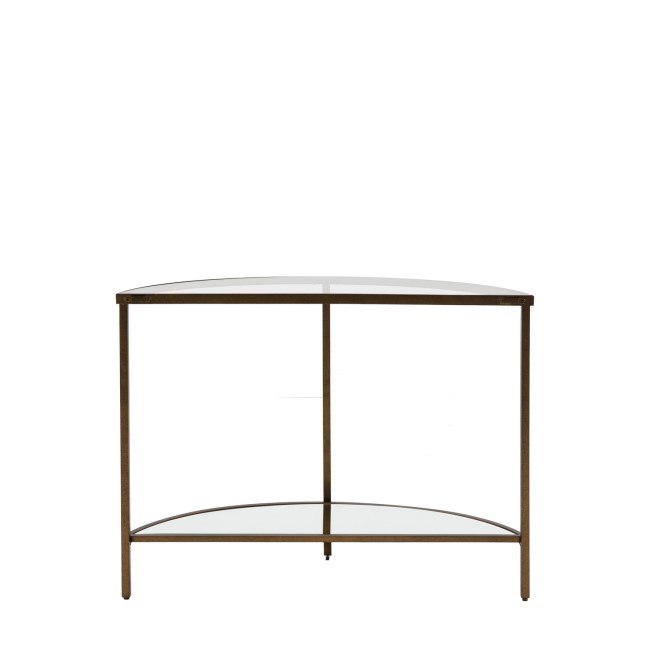 Small Glass Bronze Console Table with Shelf - Hudson