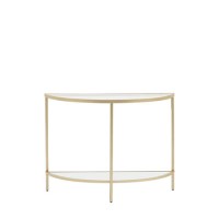 Small Glass Gold Console Table with Shelf - Hudson