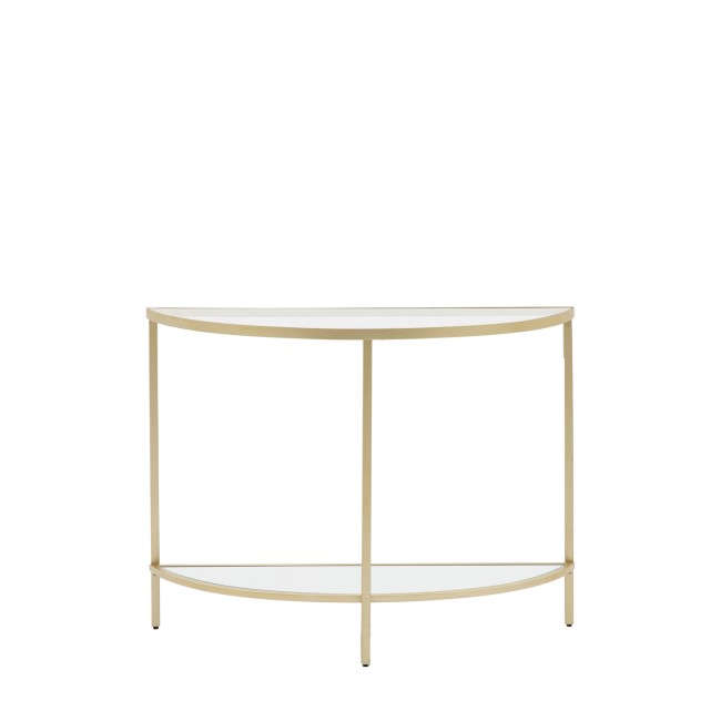 Small Glass Gold Console Table with Shelf - Hudson