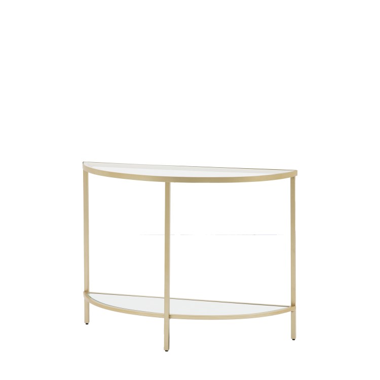 Small Glass Gold Console Table with Shelf - Hudson