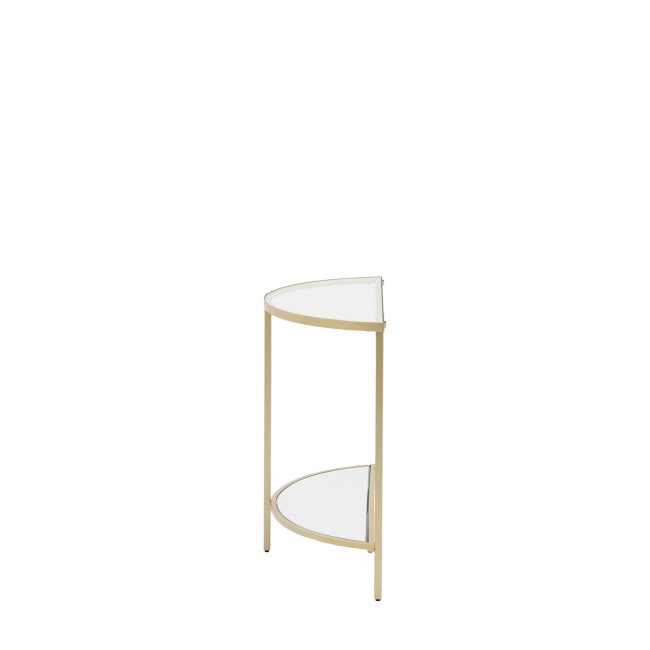 Small Glass Gold Console Table with Shelf - Hudson