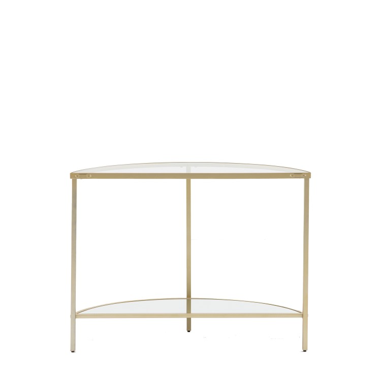 Small Glass Gold Console Table with Shelf - Hudson