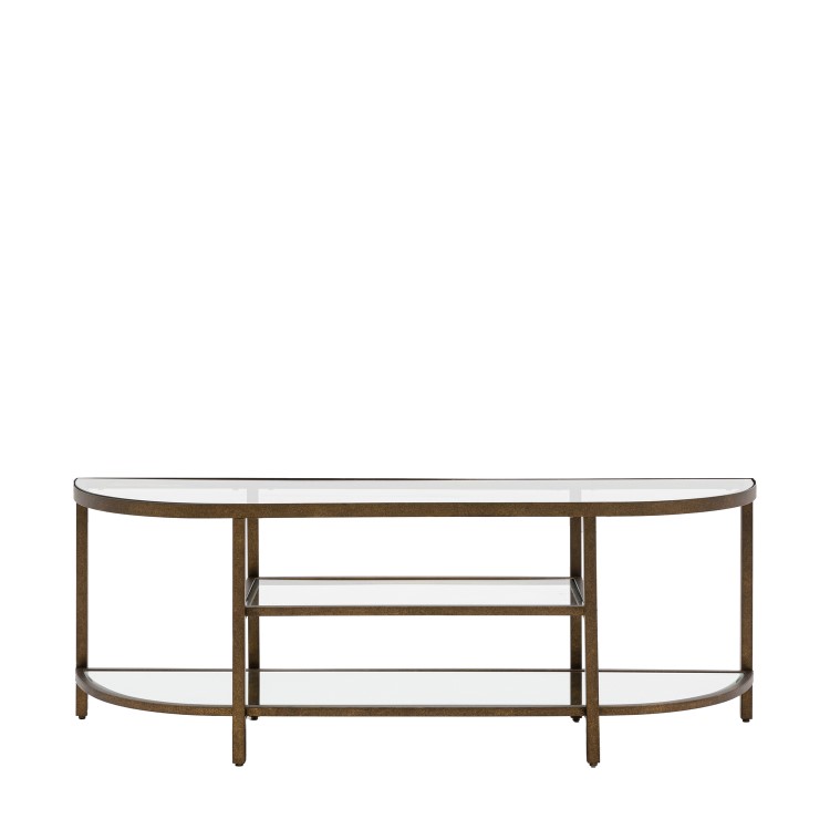 Small Bronze Glass TV Stand with Shelves - TV's up to 50" - Hudson