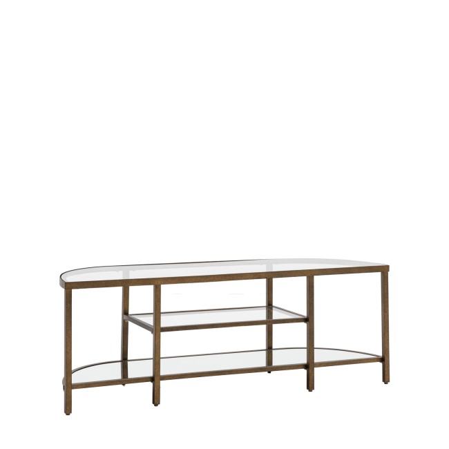 Small Bronze Glass TV Stand with Shelves - TV's up to 50" - Hudson