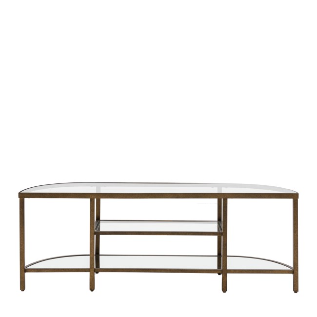 Small Bronze Glass TV Stand with Shelves - TV's up to 50" - Hudson