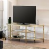 Small Gold Glass TV Stand with Shelves - TV&#39;s up to 50&quot; - Hudson