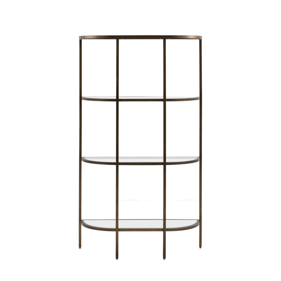 Tall Glass Bronze Open Bookcase - Hudson