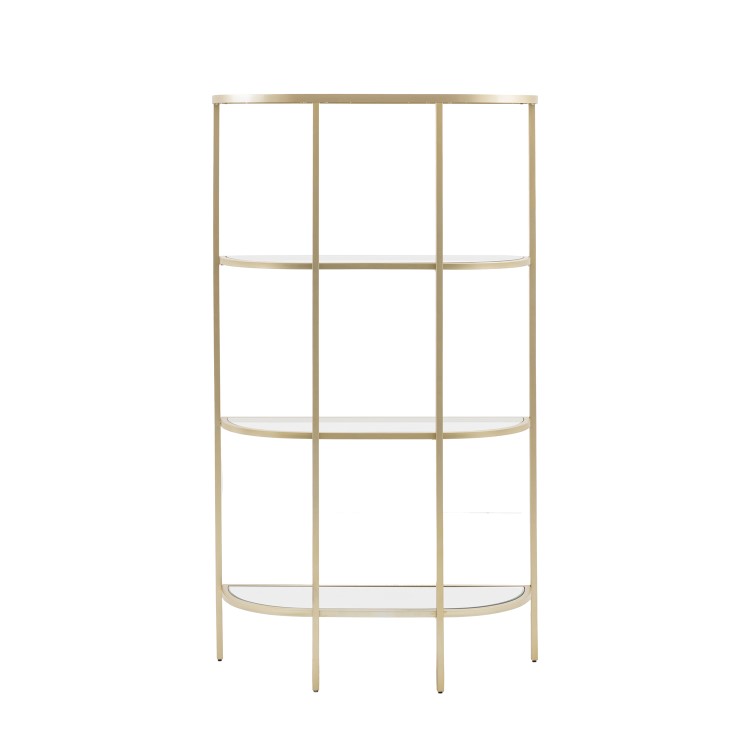 Tall Glass Gold Open Bookcase - Hudson