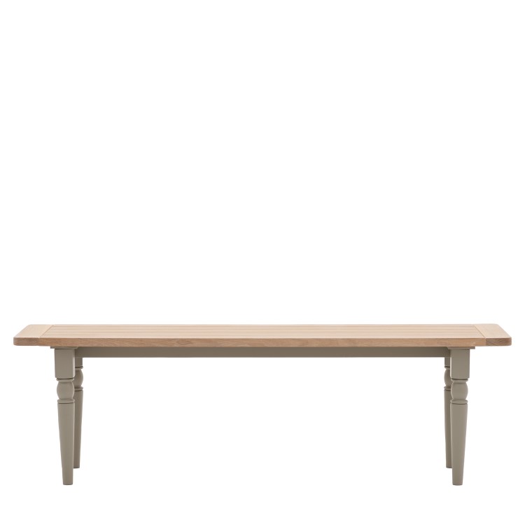 Large Sage Green and Oak Dining Bench  -  150cm  -  Seats 2  -  Eton  -  Caspian House