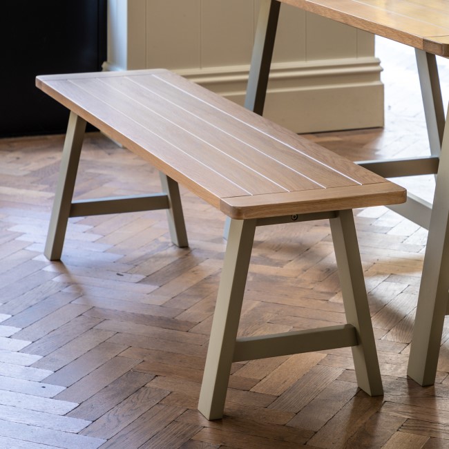 Large Sage Green Dining Bench with Trestle Legs  -  150cm  -  Seats 2  -  Eton  -  Caspian House