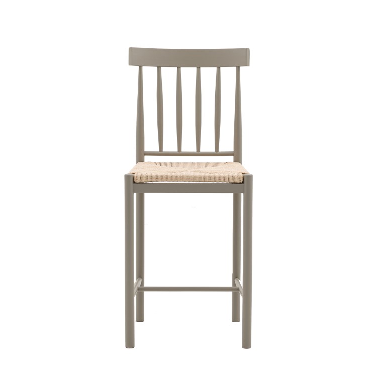 Set of 2 Sage Green Solid Oak Bar Stools with Woven Seats - Eton - Caspian House