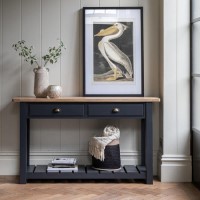 Eton 2 Drawer Console Table Navy - Caspian House Eton 2 Drawer Console Table Navy - Caspian House