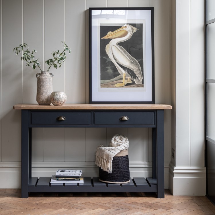 Eton 2 Drawer Console Table Navy - Caspian House