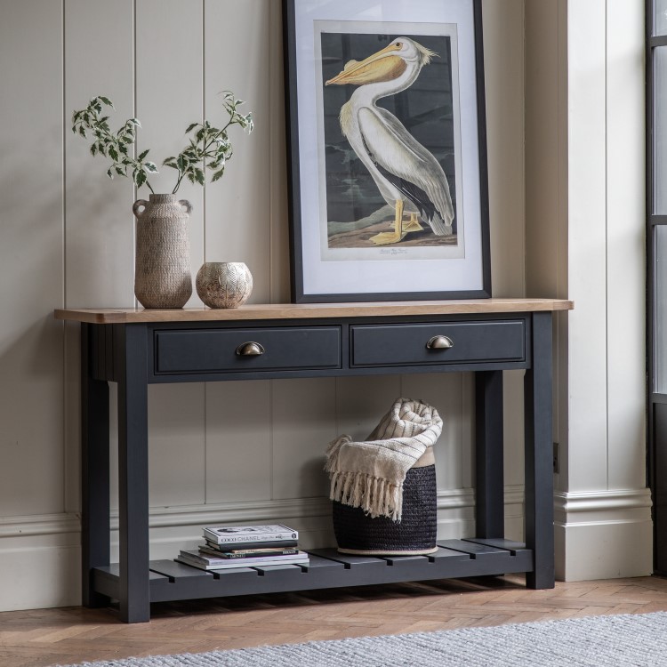 Eton 2 Drawer Console Table Navy - Caspian House