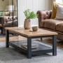 Rectangular Blue Wooden Coffee Table with Storage - Eton