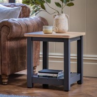 Square Blue Wooden Side Table with Storage - Eton