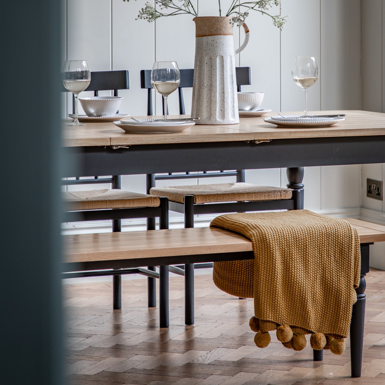 Eton Extendable Dining Table Navy - Seats 10- Caspian House - Furniture123