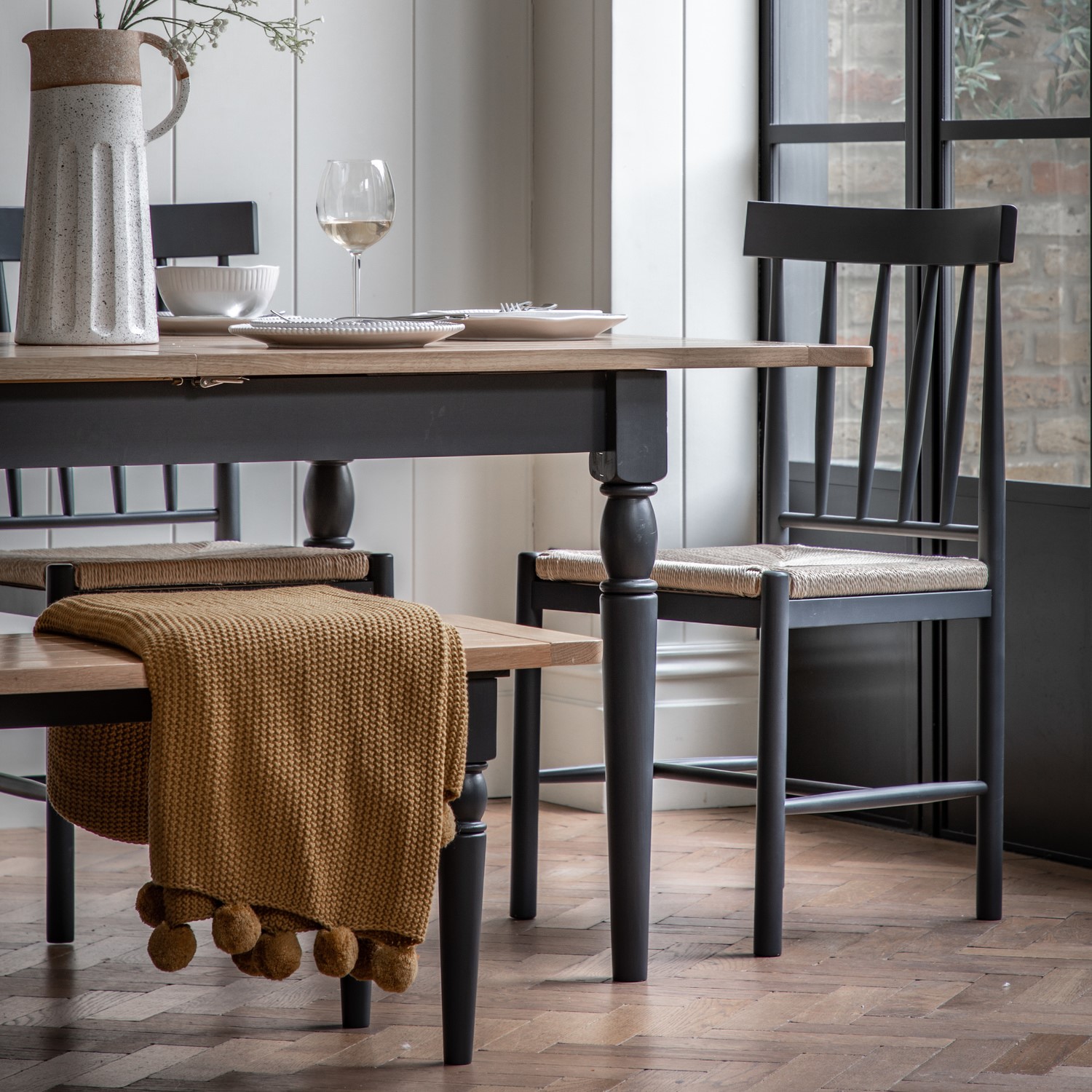 Eton Extendable Dining Table Navy - Seats 10- Caspian House - Furniture123