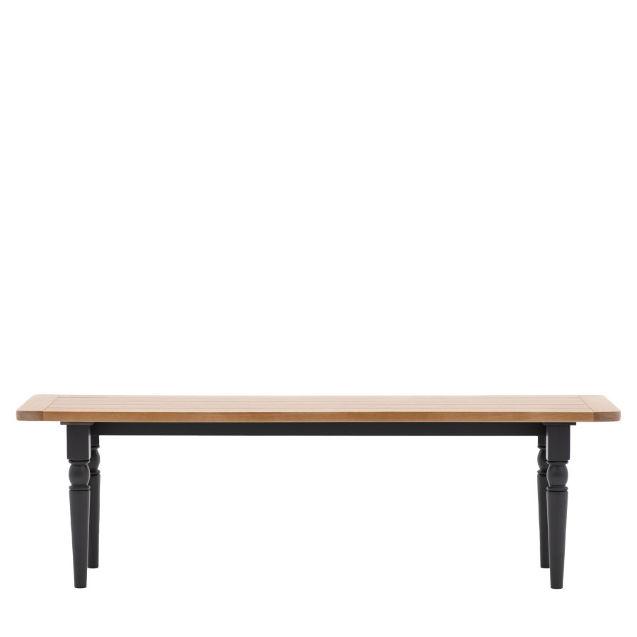 Large Navy and Oak Dining Bench  -  150cm  -  Seats 2  -  Eton  -  Caspian House