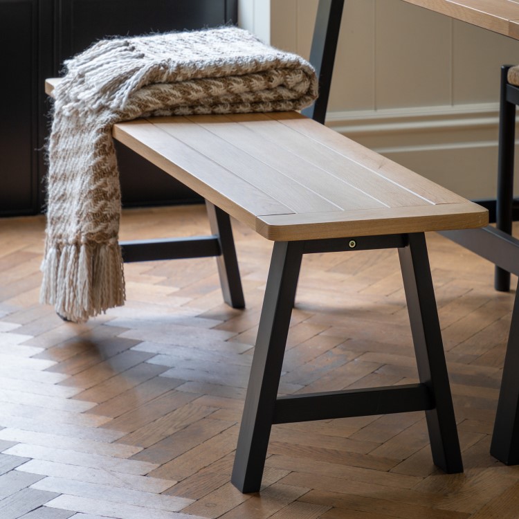 Large Navy Dining Bench with Trestle Legs  -  150cm  -  Seats 2  -  Eton  -  Caspian House