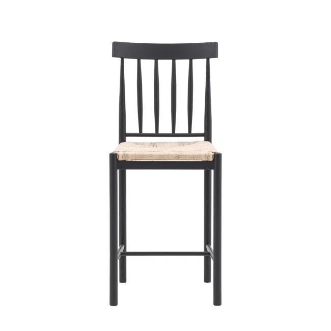 Set of 2 Navy Solid Oak Bar Stools with Woven Seats - Eton - Caspian House