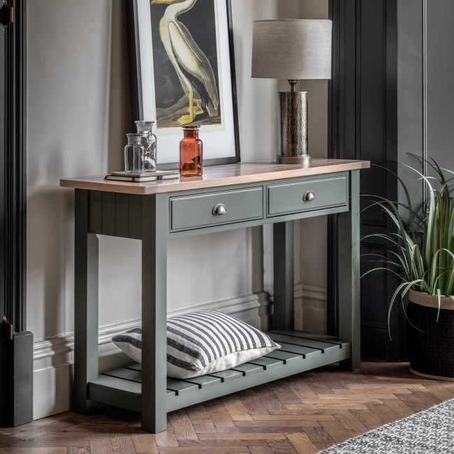 Eton 2 Drawer Console Table Green - Caspian House