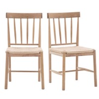 GRADE A1 - Eton Dining Chairs Set of 2 Natural - Caspian House