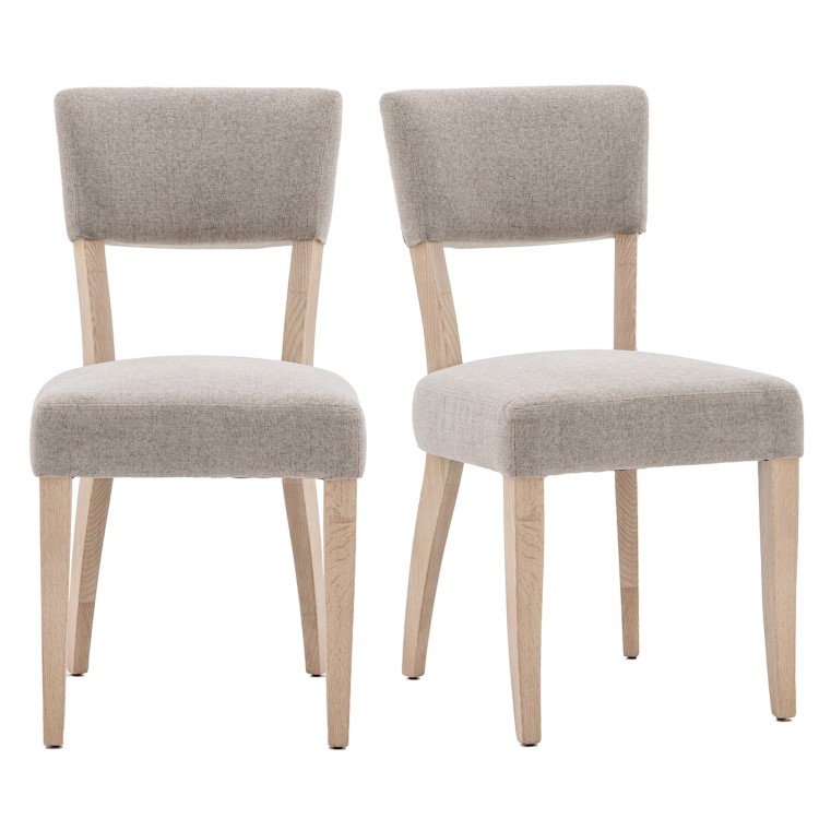 Set of 2 Natural Upholstered Dining Chairs - Eton - Caspian House