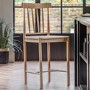 GRADE A1 - Eton Set of 2 Solid Oak Bar Stools with Woven Seats Natural - Caspian House
