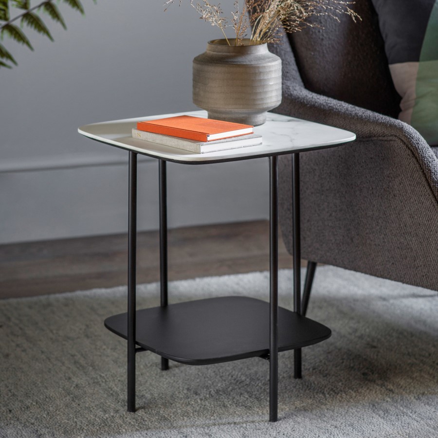 Ludworth Side Table White Marble - Caspian House