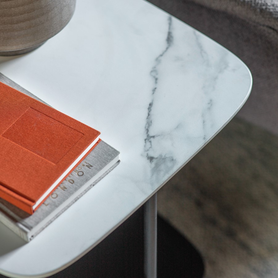 Ludworth Side Table White Marble - Caspian House
