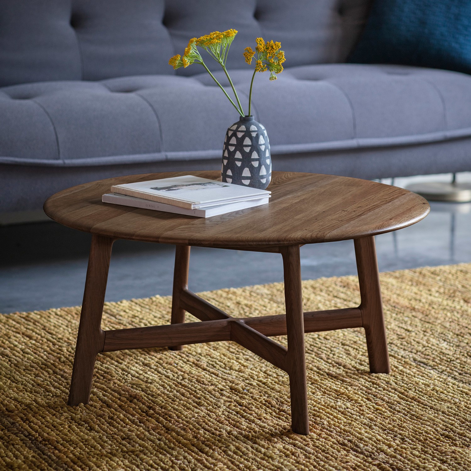 Round Walnut Coffee Table - Madrid - Furniture123