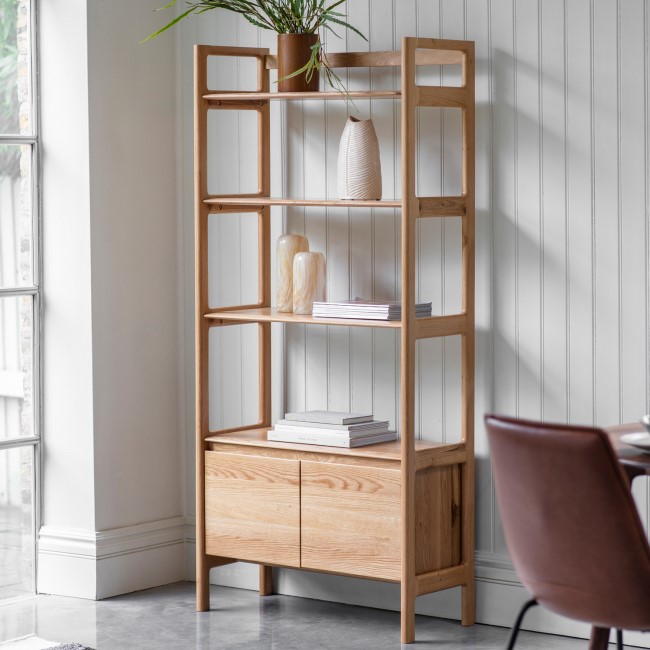 Madrid Soild Oak Bookcase with storage - Caspian House