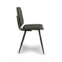 Set Of 2 Real Leather Green Dining Chairs with Quilted Back - Aiden