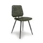 Set Of 2 Real Leather Green Dining Chairs with Quilted Back - Aiden