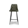 Set Of 2 Leather Green Kitchen Stools with Quilted back- Jaxson