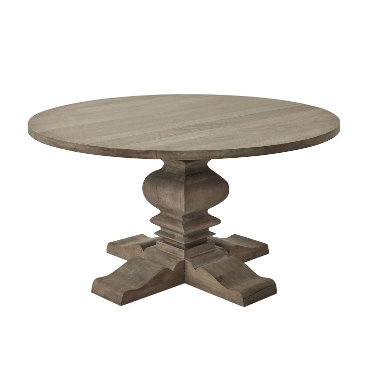 Solid Mango Wood Round Pedestal Dining Table - Seats 6 - Copgrove