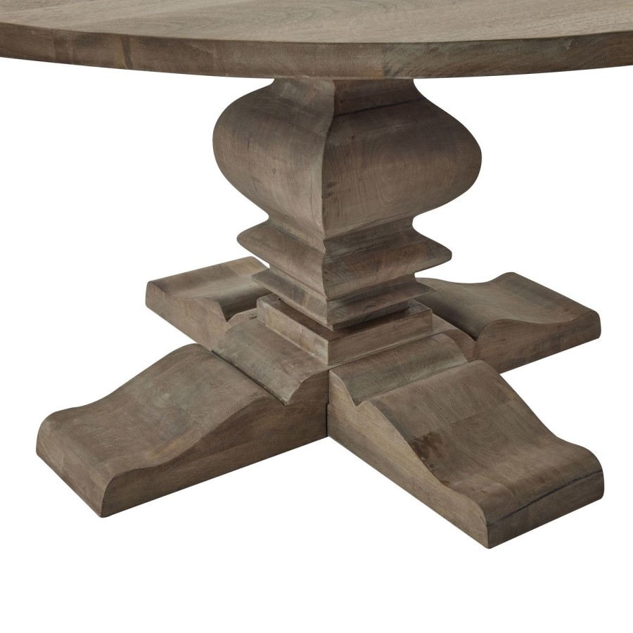 ONLY OPENED - Solid Mango Wood Round Pedestal Dining Table - Seats 6 - Copgrove