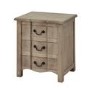Natural Wood Wide 3 Drawer Bedside Table - Copgrove - Hill Interiors