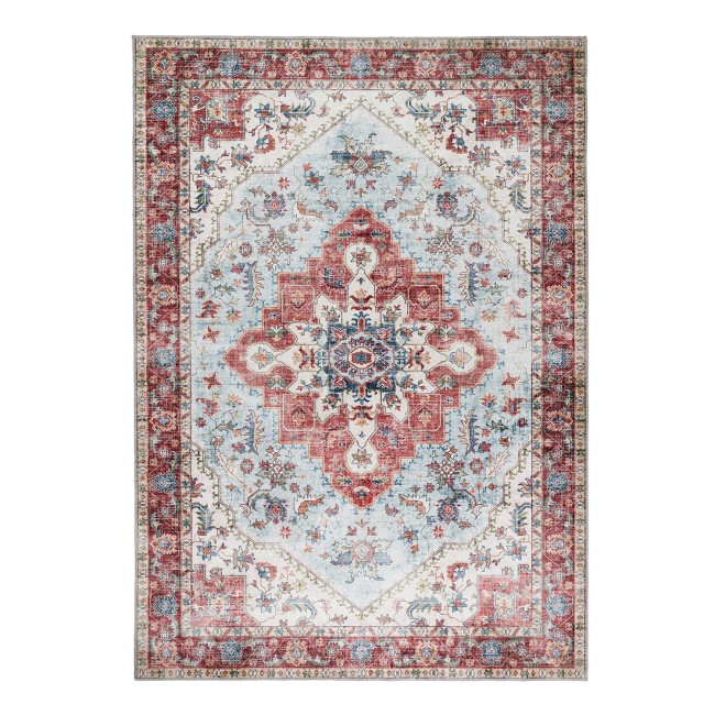 Washable Distressed Medallion Design Red Rug - 150 x 80 cm - Marrakesh - Ripley