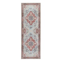 Washable Distressed Medallion Design Red Runner Rug - 200 x 67 cm - Marrakesh - Ripley