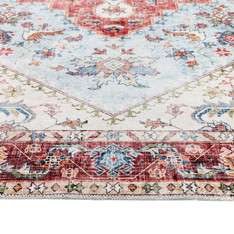 Washable Distressed Medallion Design Red Runner Rug - 200 x 67 cm - Marrakesh - Ripley