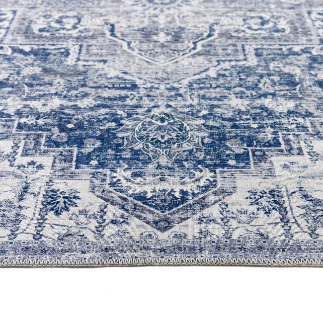 Washable Distressed Medallion Design Blue Rug - 150 x 80 cm - Garda - Ripley