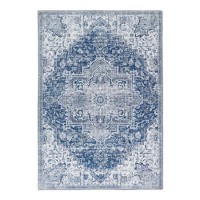 Washable Distressed Medallion Design Blue Rug - 230 x 160 cm - Garda - Ripley