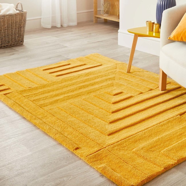 Wool Ochre Rug - 230 x 160 cm - Linear - Ripley