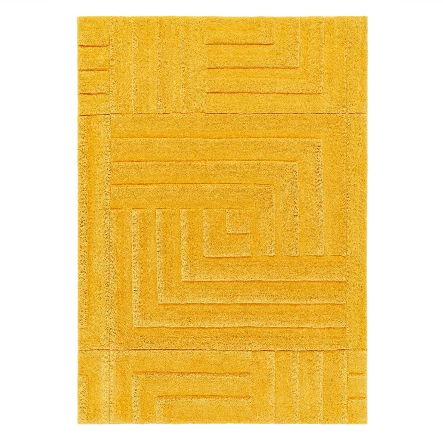 Large Wool Ochre Rug - 290 x 200 cm - Linear - Ripley