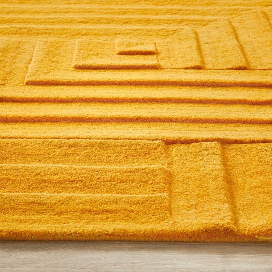 Large Wool Ochre Rug - 290 x 200 cm - Linear - Ripley