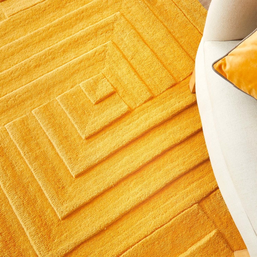 Large Wool Ochre Rug - 290 x 200 cm - Linear - Ripley