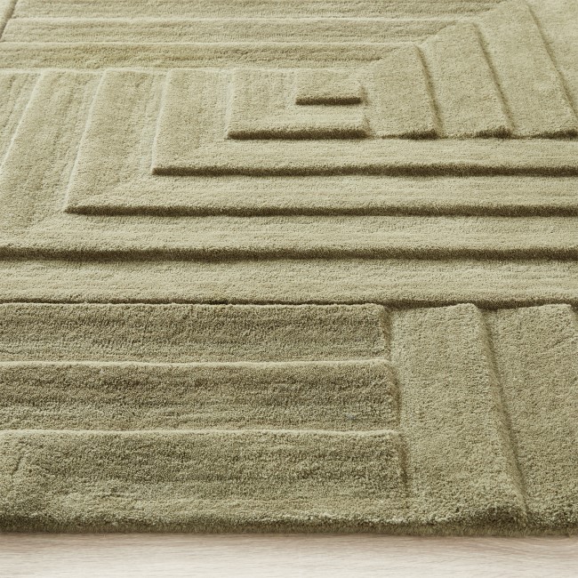 Large Wool Olive Rug - 290 x 200 cm - Linear - Ripley